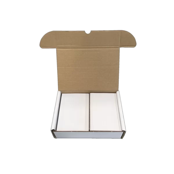 Box of versatile 152mm and 220mm double type franking labels compatible with Pitney Bowes, Quadient, Frama, and FP Mailing machines